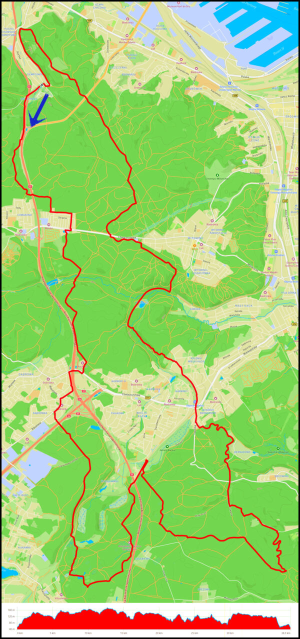 Demptowo - Chwarzno - Dąbrowa - rozlewisko Źródła Marii - Wielka i Mała Gwiazda - Bernadowo - potok Źródło Marii - Witomino