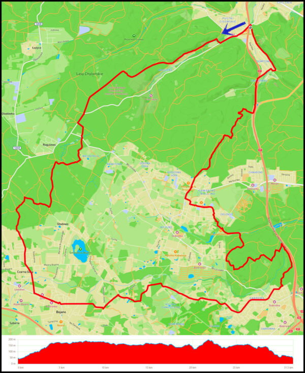 Demptowo - Rogulewo - Bojano - Dąbrowa - Góra Krzyżowa - Chwarzno-Wiczlino