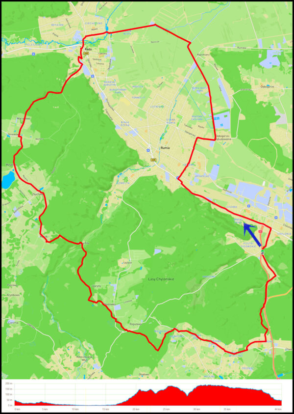Demptowo – Janowo – Dębogórze – Kazimierz – Moście Błota - Reda – Gniewowo – Zbychowo – Reszki - Stara Piła - Rogulewo - Chwarzno-Wiczlino