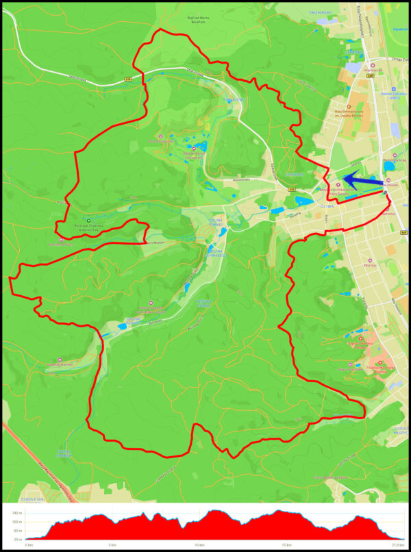 Gdańsk Oliwa - Rynarzewo - Dolina Ewy - Wzniesienie Marii - Droga Marnych Mostów - Potok Oliwski - Dolina Radości - Samborowo - Głowica
