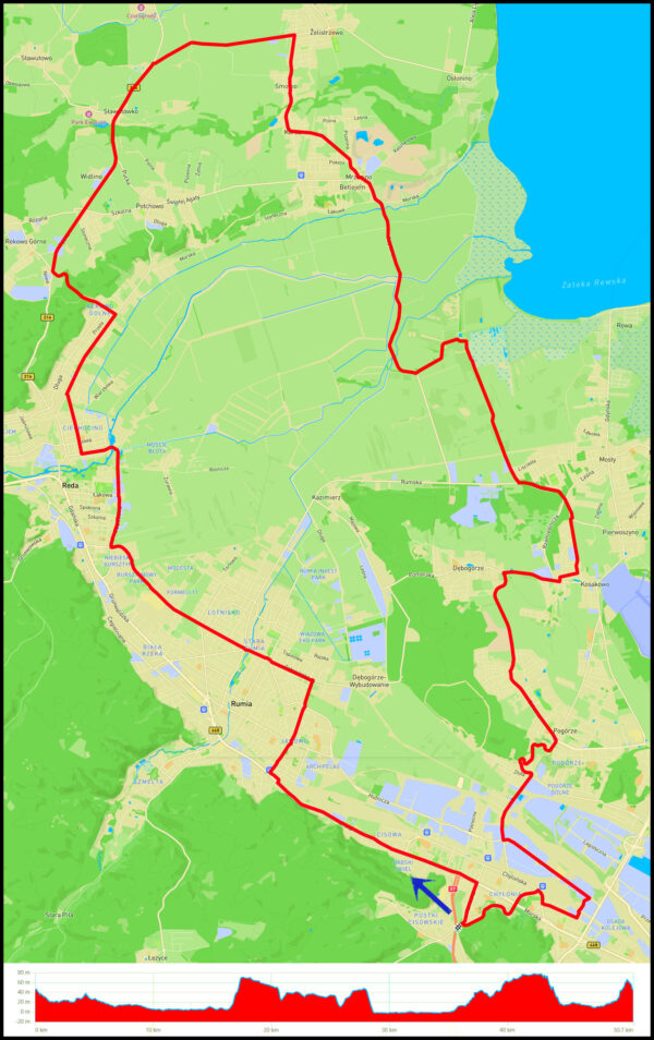 Demptowo - Rumia - Reda - Rekowo - Sławutówko - Żelistrzewo - Mrzezino - Kosakowo - Suchy Dwór - Pogórze