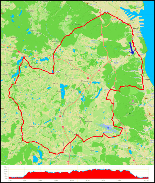 CH Riviera - Reja - Osowa - Owczarnia - Klukowo - Matarnia - Czaple - Żukowo - Kobysewo - Trzy Rzeki - Kamień - Kielno - Koleczkowo - Chylonia - Grabówek