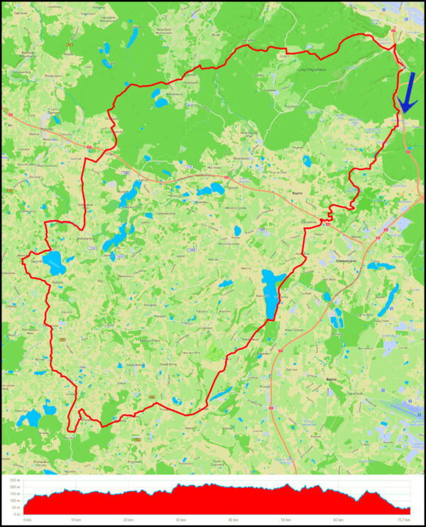 Demptowo - Chwarzno - Karczemki - jez. Tuchomskie - Tokary - Przodkowo - Kosowo - Brzeziny - Szarłata - Pomieczyno - Otalżyno - Jeleńska Huta - Szemud - Grabowiec - Łężyce