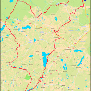 Demptowo – Chwarzno-Wiczlino – Bojano – Karczemki – jez.Tuchomskie – Jeziorko Miszewko – jez.Kczewskie – Tokary – Kłosowo – Leśno – Kamień – Cierżnia – Koleczkowo