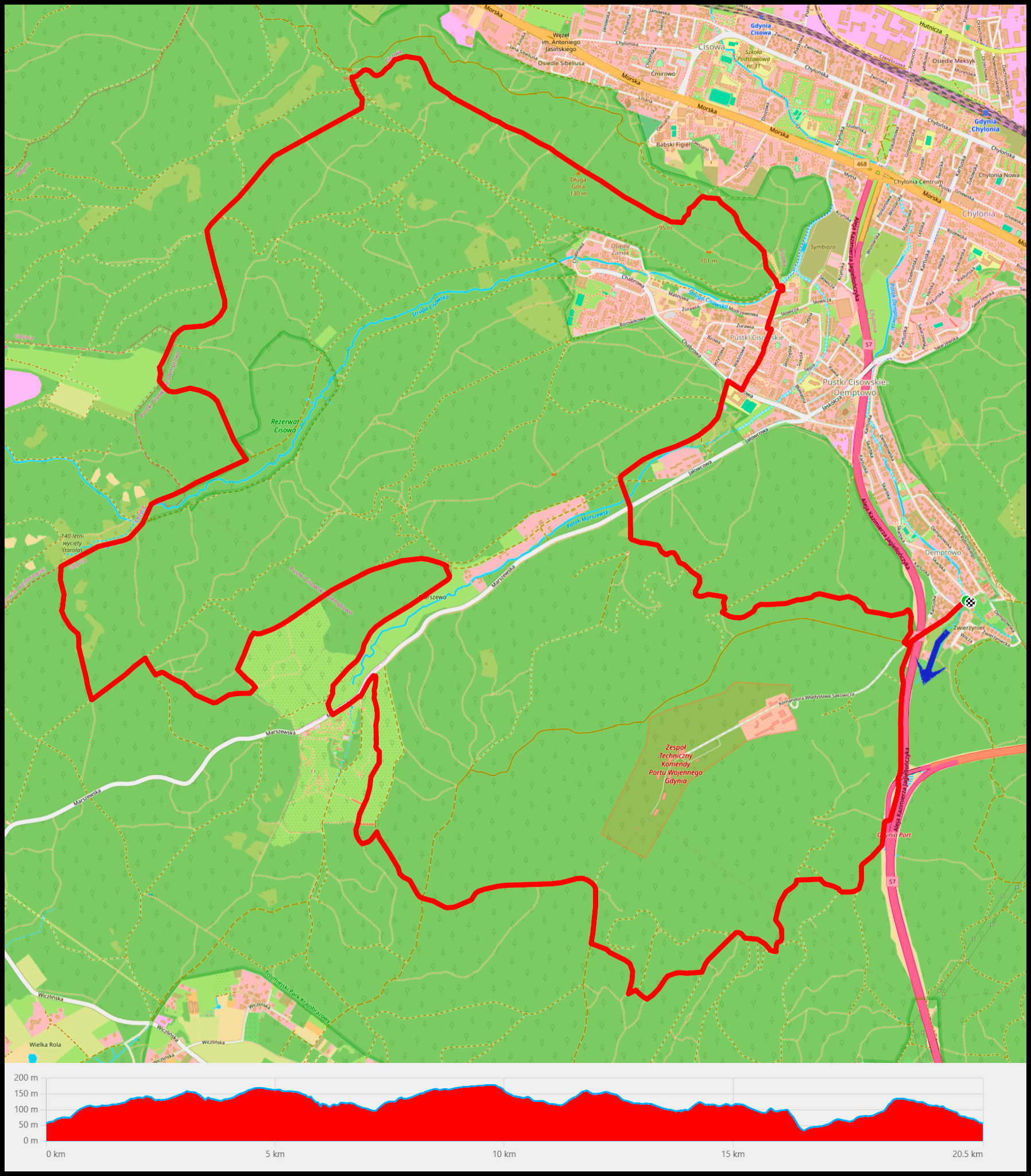 Demptowo - Marszewo Labirynt - poniemieckie ruiny - Polana Łężycka - Długa Góra - singiel do Drogi Granicznej