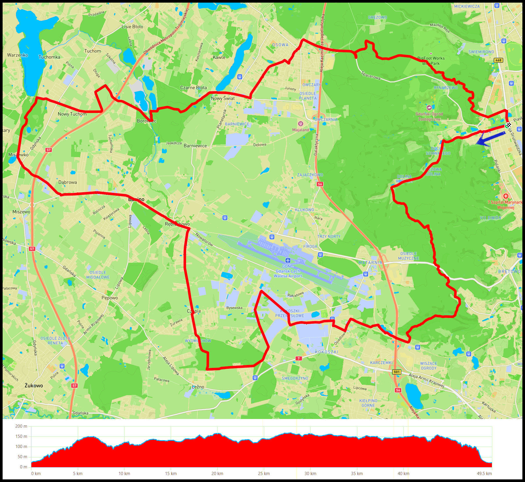 Oliwa - Matemblewo - Kokoszki - Leźno - Rębiechowo - Miszewko - Borowiec - Osowa - Droga Nadleśniczych
