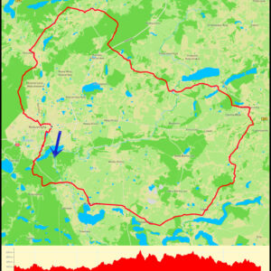 Kościerzyna – Mały i Wielki Podleś – Niedamowo – Sobącz – Liniewko Kościerskie – Nowa Karczma – Grabówko – Rekownica – Śledziowa Huta – Sikorzyno – Skorzewo