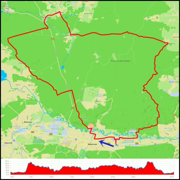 Wejherowo Śmiechowo - szpital w Wejherowie - Pryśniewo - Groby Piaśnickie - Wielka Piaśnica - Domatówko - Mała Piaśnica - Sławutowo - Puszcza Darżlubska