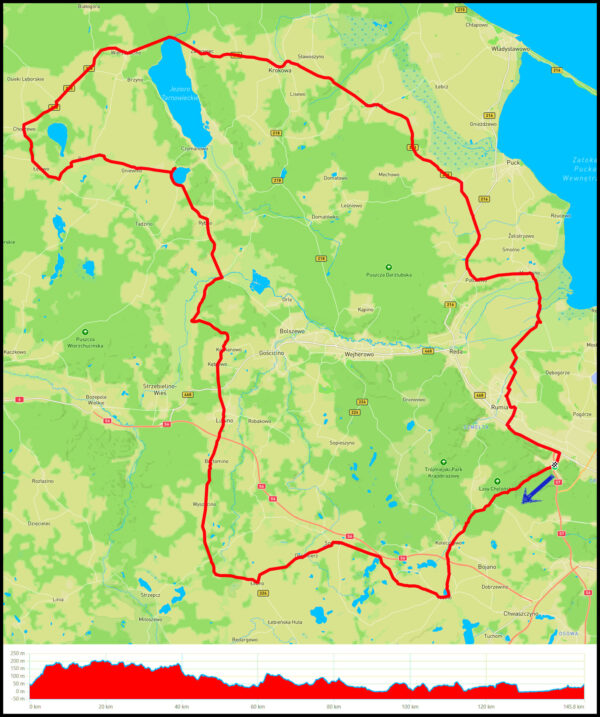 Demptowo - Kielno - Luzino - 🗼Kaszubskie Oko ... - Wierzchucino - Choczewo - Żarnowiec - ... - Mrzezino - Rumia