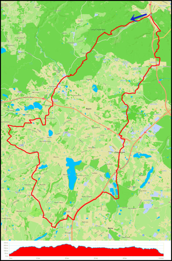 Demptowo - Koleczkowo - Mrówczy Zamek - Kieleńska Huta - Rębiska - Czeczewo - Tokary - Borowiec - Chwaszczyno - Chwarzno