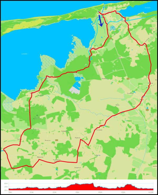 Łeba - Żarnowska - Gać - Izbica - Główczyce - Wykosowo - Cecenowo - Wicko - Wrzeście - Szczenurze - Nowęcin