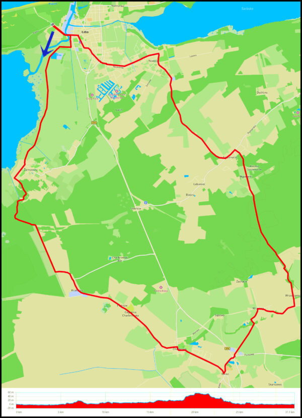 Łeba - Żarnowska - Krakulice - Charbrowo - Wicko - Wrześcienko - Szczenurze - Nowęcin