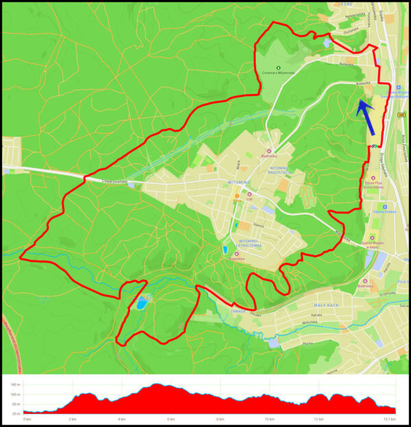 CH Riviera - Działki Leśne - Chwarznieńska - Krykulec - potok Źródło Marii - Witomino