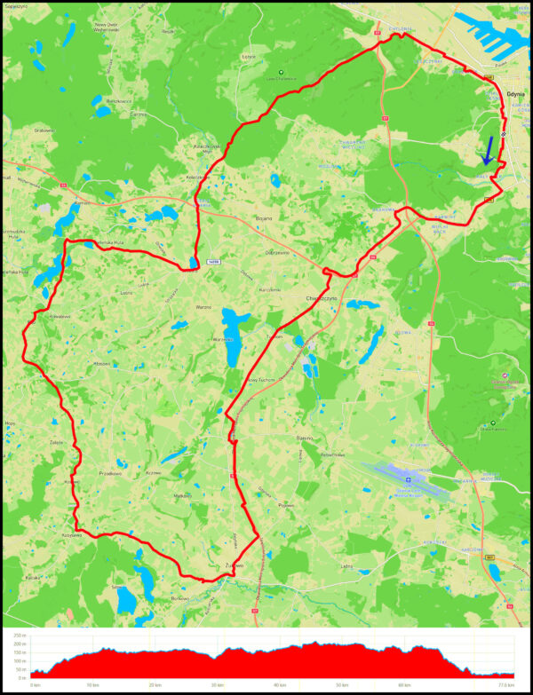 CH Riviera - Mały Kack - Chwaszczyno - Miszewko - OMT - Żukowo - Kobysewo - Trzy Rzeki - Kamień - Kielno - Koleczkowo - Pustki Cisowskie - Grabówek - Działki Leśne